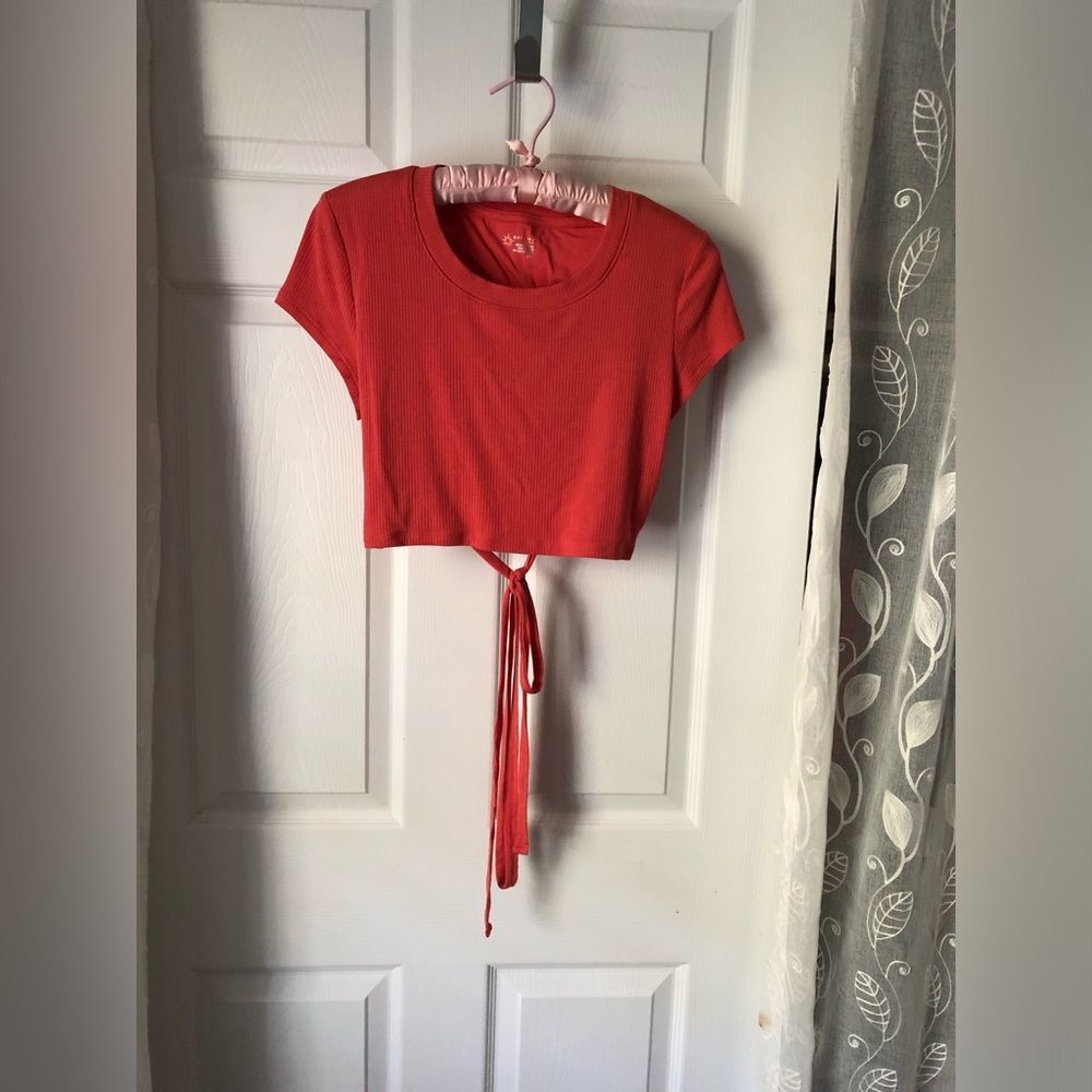 Offline by Aerie crop top back cut out functional drawstring design women sz S p